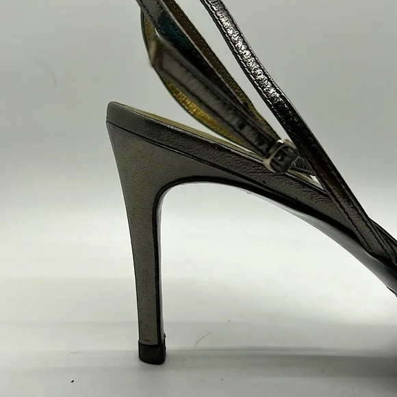 Yves Saint Laurent Auth Gray/Gold Strappy Stiletto Heel Shoes **Size 10** 🔥🔥 - Picture 6 of 10